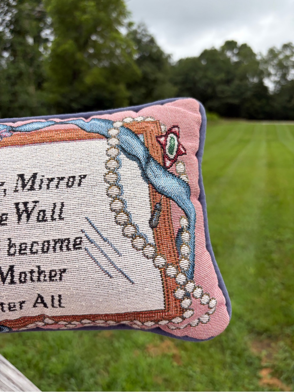 Mirror, Mirror On the Wall, I Am My Mother After All Funny Needlepoint Pillow - Picture 2 of 7